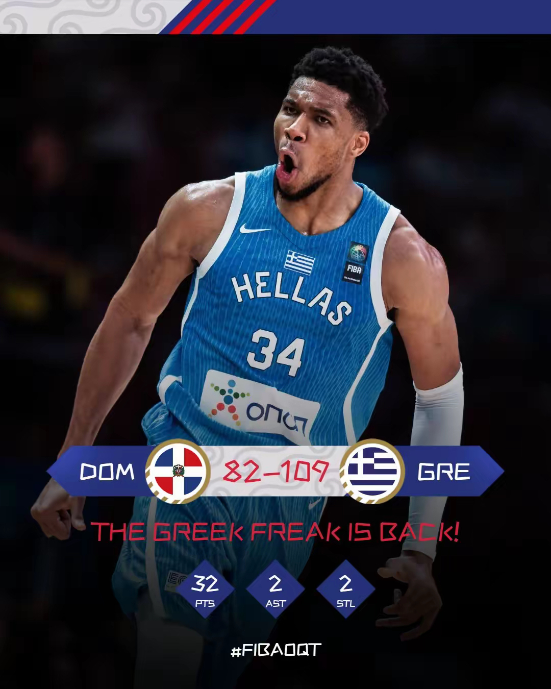 巴西男篮力克西班牙男篮，字母哥打破历史纪录